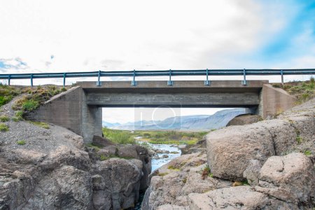 Bridge across sunddalsa river in Trostanfjordur in the westfjords of Iceland