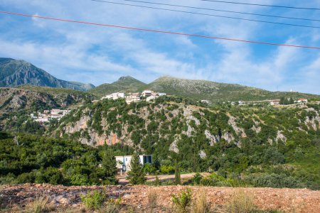Beautiful mountain landscape of town of Dhermi on the Albanian Riviera