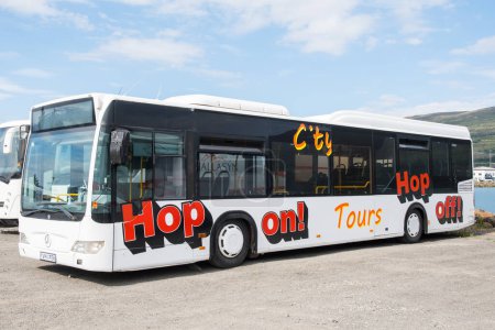 Photo for Akureyri Iceland, June 15. 2023: Hop on Hop of city bus - Royalty Free Image