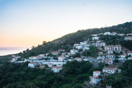 Beautiful mountain landscape of town of Dhermi on the Albanian Riviera