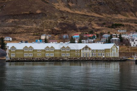 buildings in town of Siglufjordur in North Iceland