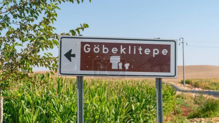 Gobeklitepe ruins directional road sign, Sanliurfa, Turkey