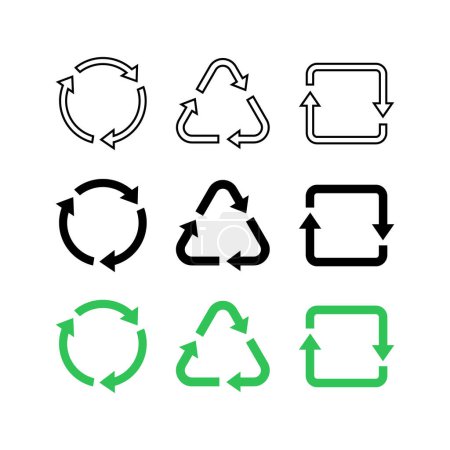 Illustration for Recycle symbols. Recycling vector icons. Recycle icon, isolated. Vector illustration - Royalty Free Image