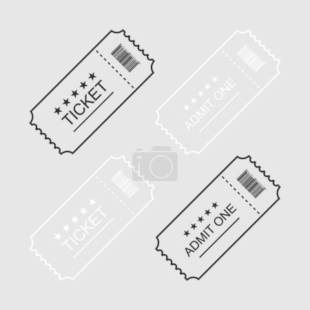 Illustration for Ticket or Coupon. Tickets or Coupons in simple flat linear design, isolated. Vector illustration - Royalty Free Image