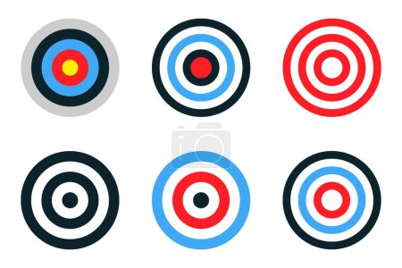 Ilustración de Objetivo de tiro con arco. Colección Vector Target. Objetivo: iconos vectoriales, aislados. Ilustración vectorial - Imagen libre de derechos