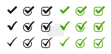 Ilustración de Marca de verificación. marcas de verificación icono de vector negro y verde. Marca el símbolo. ilustración vectorial - Imagen libre de derechos