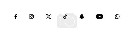Ilustración de Colección de logotipos de redes sociales: Facebook, Instagram, Twitter, Tik-Tok, Snapchat, Youtube, logotipos de Whatsapp. VINNYTSIA, UCRANIA - 31 de julio de 2023 - Imagen libre de derechos