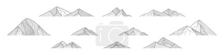 Gebirgsvektor. Berg in Reihe. Mountains Kollektion für Verpackungsdesign, Stoff und Druck. Mountain-Logo. Berg