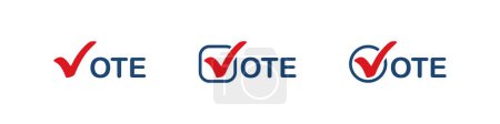 Wählvektorsymbol. Stimmen Sie ab. Wahlzeichen. Präsidentschaftswahl 2024 in den USA - Logo mit dem Häkchen. Wahlkampfsymbole. Vektorillustration