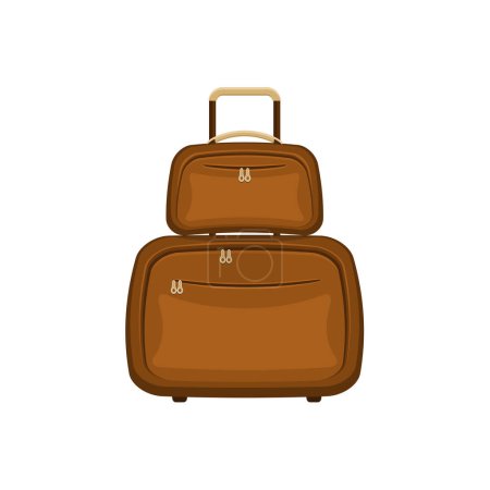 Foto de Travel bags suitcases on isolated white background. Summer brown travel handle luggage. Modern travel concept. Flat vector icon illustration. - Imagen libre de derechos