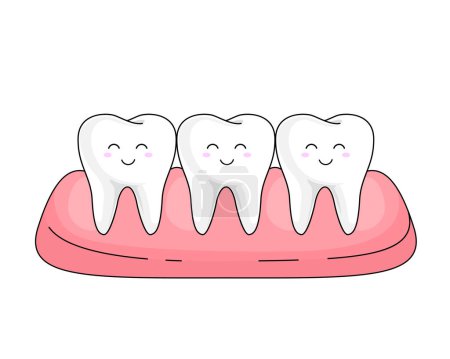 Illustration for Dental cartoon character, healthy  teeth with gum. Decntal care concept. Illustration. - Royalty Free Image