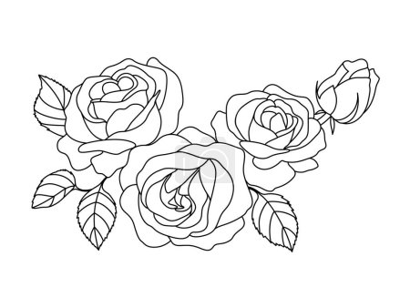 Photo for Decorative hand drawn roses. Flower icon. Floral decoration for valentine's day. Vector illustration. - Royalty Free Image
