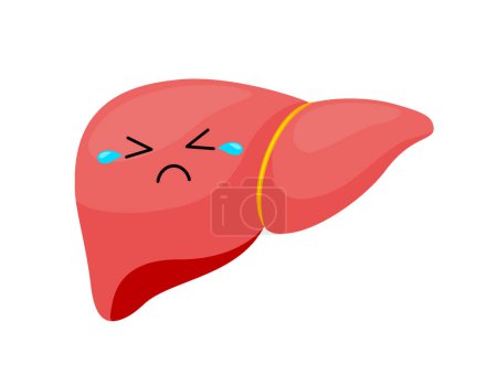 Photo for Cute sad liver cartoon character. Healty food for liver concept. Vector illustration. - Royalty Free Image