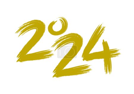 Photo for Happy New Year 2024 gold numbers brush style. Vector holiday illustration with 2024 text design. - Royalty Free Image