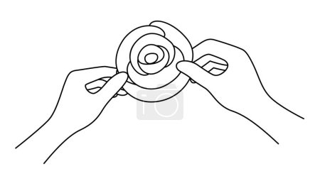 Photo for Two hands holding heart. outline style, vector illustration. Concept of supporting, you and me together. - Royalty Free Image