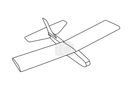 Photo for Flying plane outline illustration. Black & white small aircraft - Royalty Free Image