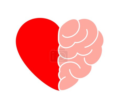 Photo for Heart and Brain concept, conflict between emotions and rational thinking, teamwork and balance between soul and intelligence. Vector illustration. - Royalty Free Image
