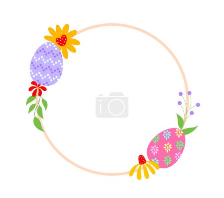 Photo for Easter border design with decorated Easter eggs. Happy Easter concept. Illustration - Royalty Free Image