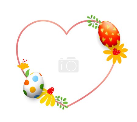 Photo for Easter border design with decorated Easter eggs. Happy Easter concept. Illustration - Royalty Free Image