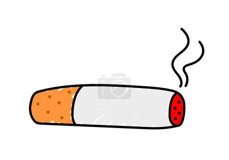 Photo for Cigarette with smoke cartoon illustration. Quitting smoking concept.  World No Tobacco Day. - Royalty Free Image