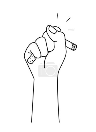 Photo for Human hand crushing cigarette. Quitting smoking concept.  World No Tobacco Day. Illustration. - Royalty Free Image