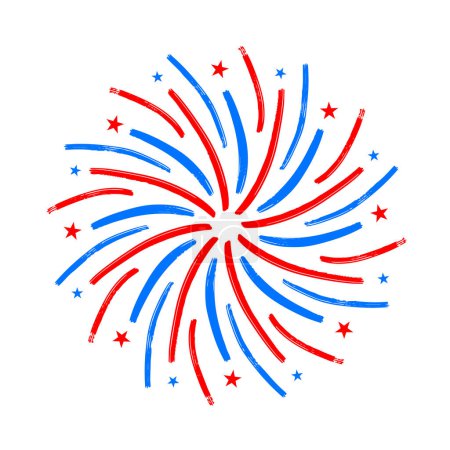 Photo for Red and blue firework brush style. Independence day party decor. 4th of July firework. - Royalty Free Image
