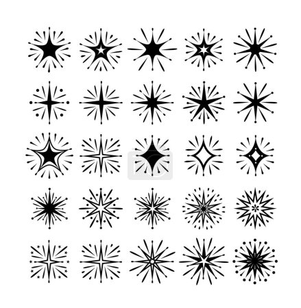 Photo for Firework line icon set. Twinkling stars, Blink glitter and glowing icons. Vector illustration. - Royalty Free Image