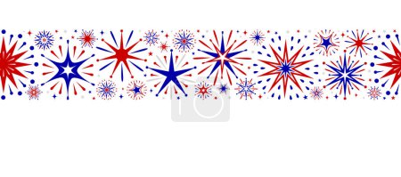 Photo for Stars in national colors background. Fourth of July holiday long horizontal border. USA Independence Day Decoration. Illustration. - Royalty Free Image
