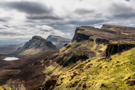 Photo for Beautiful panorama view of Quiraing with people, Scotland, Isle - Royalty Free Image
