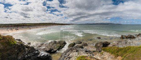 Téléchargez les photos : Vue panoramique sur la plage de Gwithian et la baie de St. Ives, dans le nord de la Cornouailles - en image libre de droit
