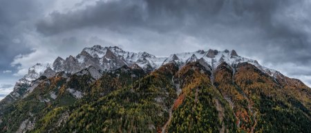 Photo for Drone panorama view of the Calanda mountain massif in the Swiss Alps near Chur - Royalty Free Image