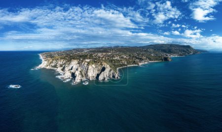 A panorama drone landscape view of Capo Vaticano in Calabria