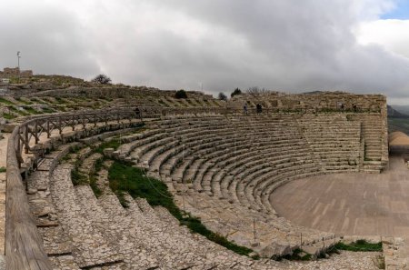 Photo for Calatafimi-Segesta, Italy - 4 January, 2024: view of the Greek Theater in Segesta - Royalty Free Image