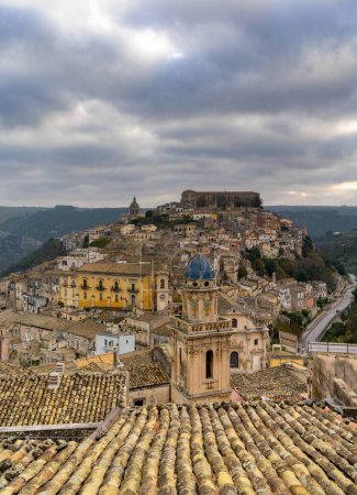 Photo for Ragusa, Italy - 27 December, 2023: view of the historic Old Town of Ibla Ragusa in southeastern Sicily - Royalty Free Image
