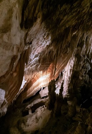 Porto Cristo, Spain - 23 January, 2024: detail view of the rock formations inside the Cuevas del Drach in eastern Majorca
