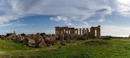 Photo for Castelvetrano, Italy - 3 Janaury, 2024: view of Temple E and  Temple F at Selinunte in Sicily - Royalty Free Image