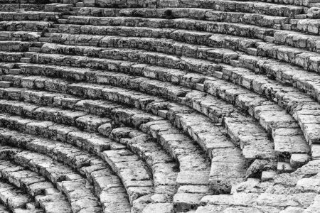 Photo for Calatafimi-Segesta, Italy - 4 January, 2024: monochrome detail view of the greek Theater in Segesta - Royalty Free Image