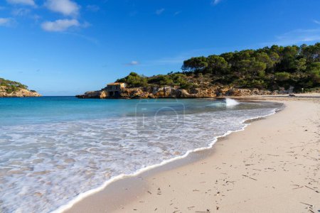 A view of the picturesque beach in the Parc Natural de Mondrago in southeastern Mallorca near Santanyi