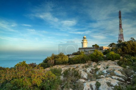 A view of the Cap de Sant Antoni Lighthouse in Alicante Province in warm evening light