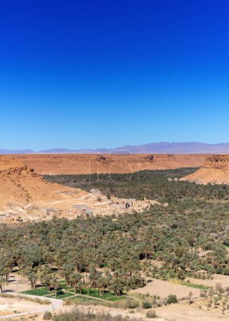 Una vista vertical del Valle de Ziz y la región de Tafilalet en el centro de Marruecos