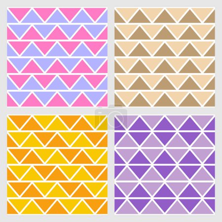 Foto de Coloridos patrones de forma básica triángulo abstracto sin costura. Patrones vectoriales con elementos triangulares y de línea en colores alegres. - Imagen libre de derechos
