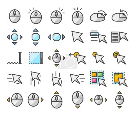 Multipurpose mouse and pointer vector icon set in filled outline style