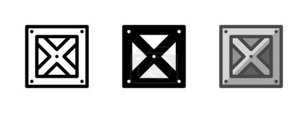 Foto de Icono de vector de caja de hierro multipropósito en contorno, glifo, estilo de contorno llenado. Tres variantes de estilo icono en un paquete. - Imagen libre de derechos