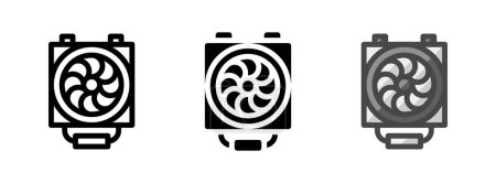 Multipurpose CPU cooler vector icon in outline, glyph, filled outline style. Three icon style variants in one pack.