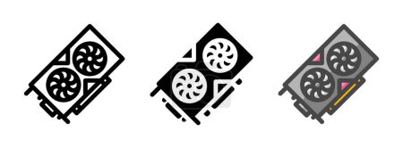 Multipurpose dual fan VGA vector icon in outline, glyph, filled outline style. Three icon style variants in one pack.