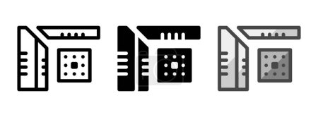 Icono de vector disipador de calor multiusos en el contorno, glifo, estilo de contorno lleno. Tres variantes de estilo icono en un paquete.