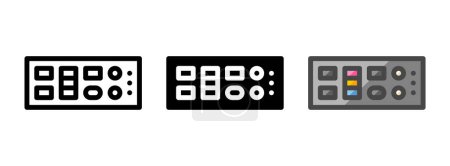 Icono de vector de panel posterior multipropósito en contorno, glifo, estilo de contorno llenado. Tres variantes de estilo icono en un paquete.