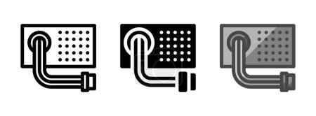 Icono vectorial de PSU multipropósito en contorno, glifo, estilo de contorno llenado. Tres variantes de estilo icono en un paquete.