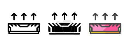 Icono de vector de actualización de RAM multipropósito en contorno, glifo, estilo de contorno llenado. Tres variantes de estilo icono en un paquete.