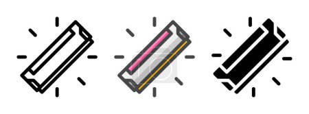 Multipurpose RGB RAM vector icon in outline, glyph, filled outline style. Three icon style variants in one pack.